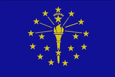Indiana state flag with red diagonal cross - Indiana contractor bonds and licensing